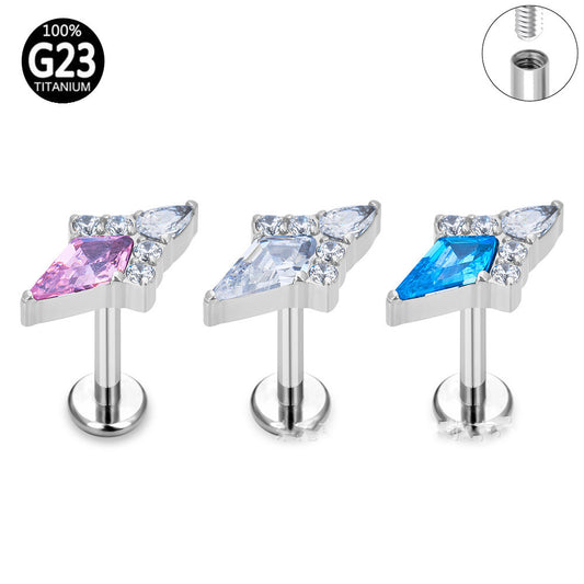 Titanium Alloy Body Piercing Ear Bone Stud Labret New Zircon Piercing Ornament